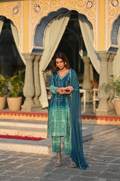 crepe fabric ombré suit set