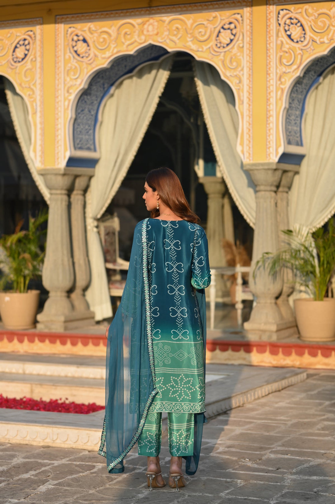 chiffon dupatta suit for festive wear