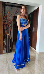 Hand-dyed blue chiffon jumpsuit