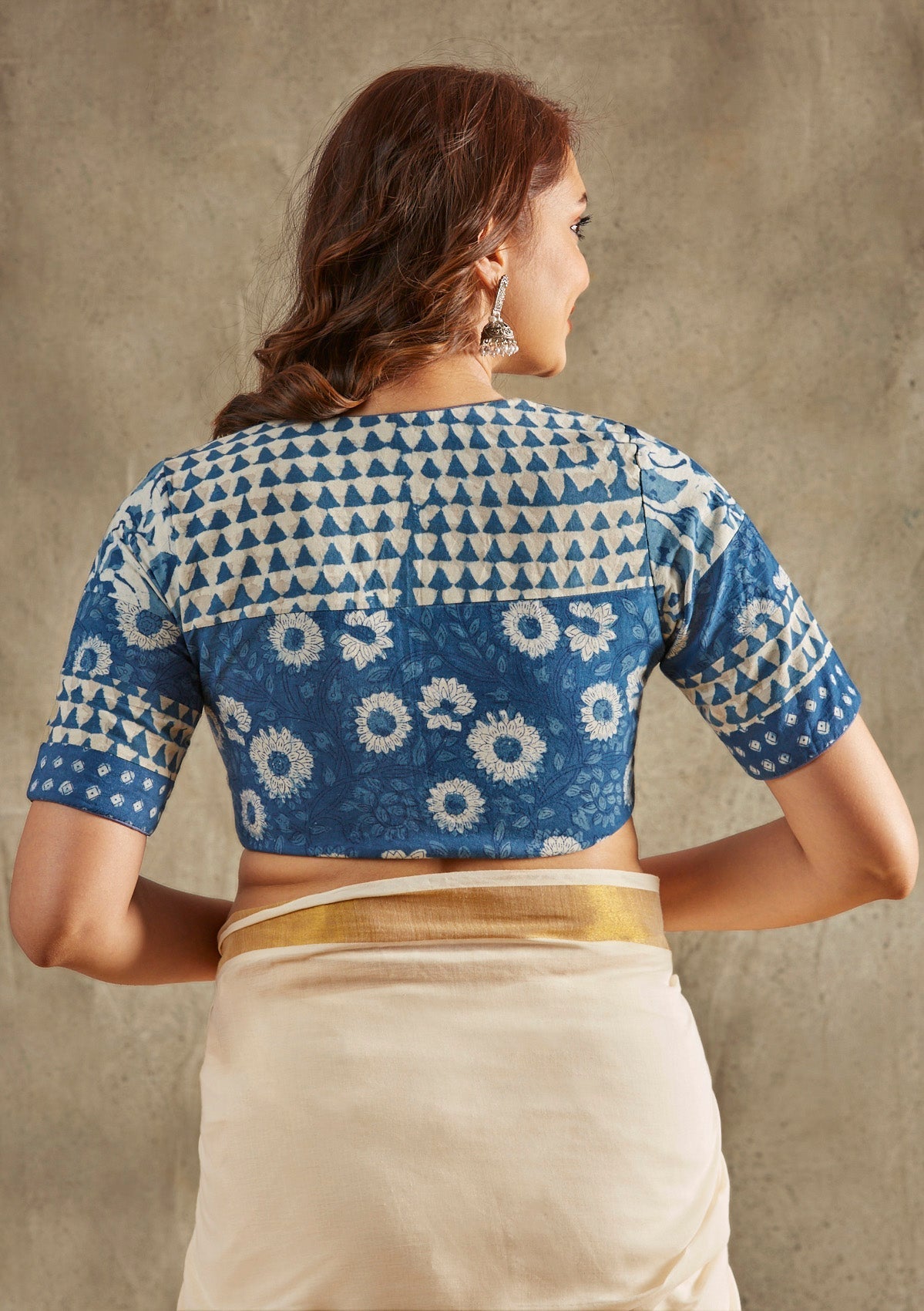 Blue printed blouse for women