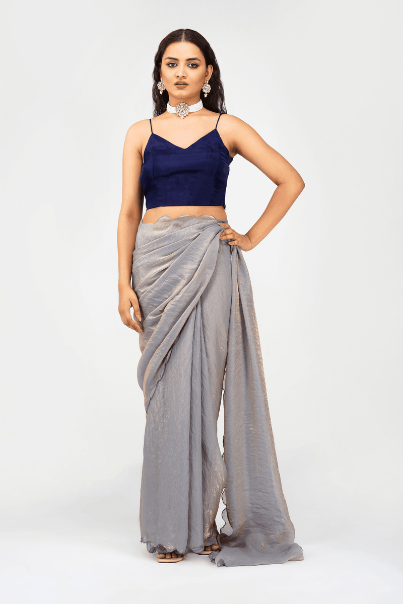 Blue Dreams Organza Noodle Strap Blouse