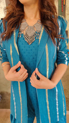 spaghetti jumpsuit with cotton jacket