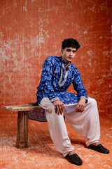 Blue festive kurta for men
