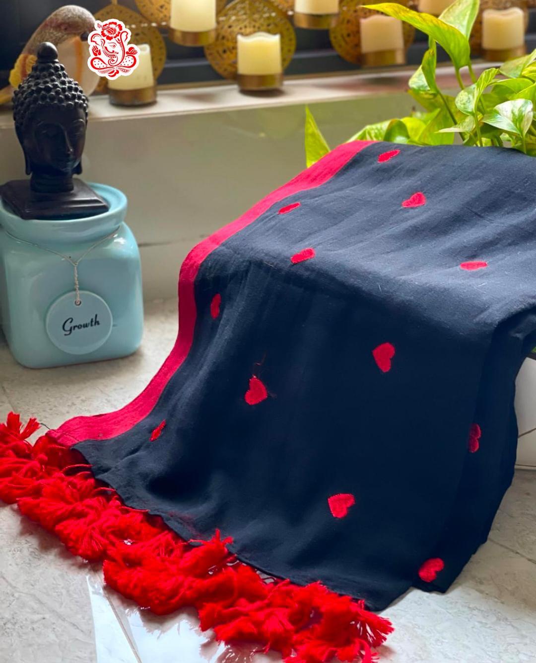 Blue mulmul cotton saree