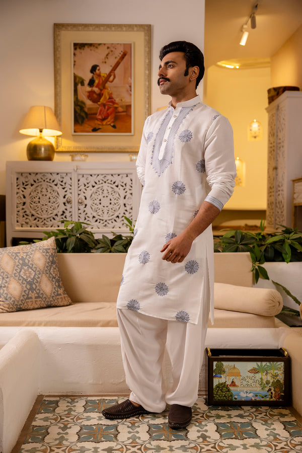 Mandarin collar kurta for men