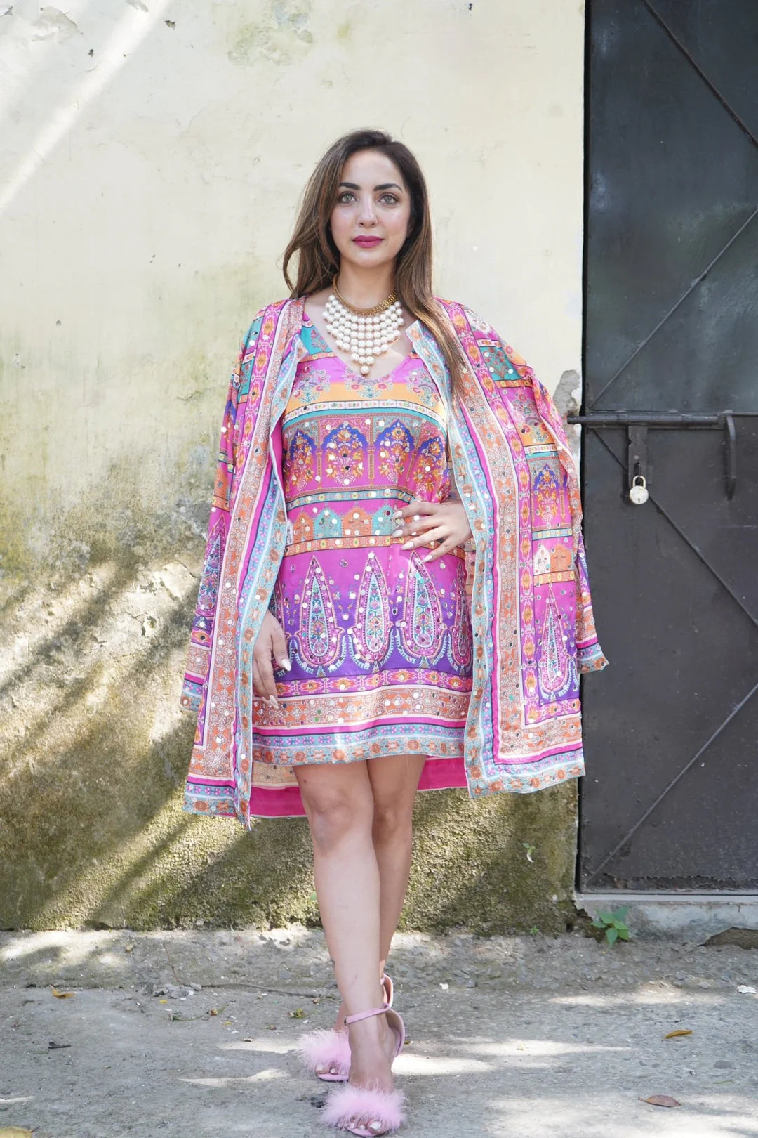 Blush Mirror Dress & Shrug Set – Reet Lifestyle Blush Mirror Dress & Shrug Set – Reet Lifestyle