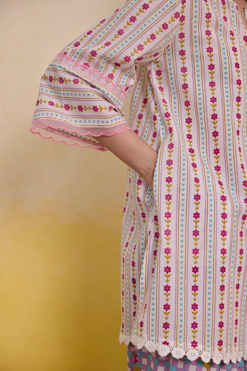 GINGHAM FLORAL PRINTED CO-ORD SET
