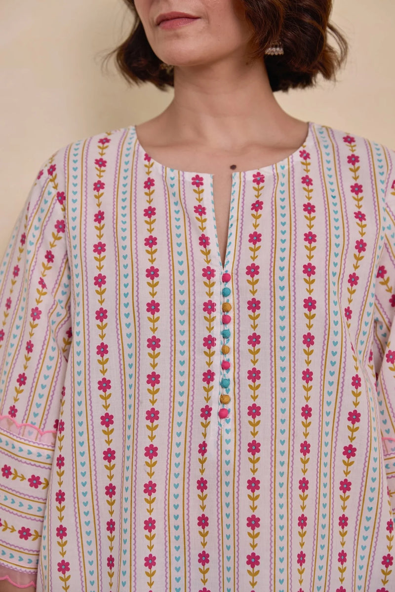 GINGHAM FLORAL PRINTED CO-ORD SET