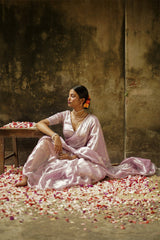 Blush Pink Handloom Tissue Saree