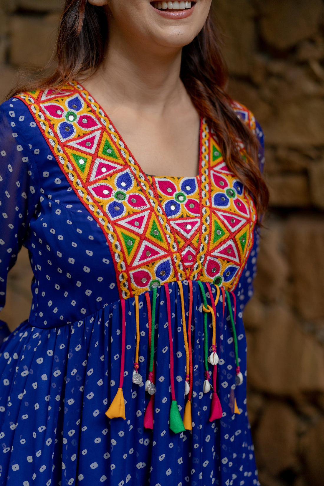 Blue Bandhani maxi dress