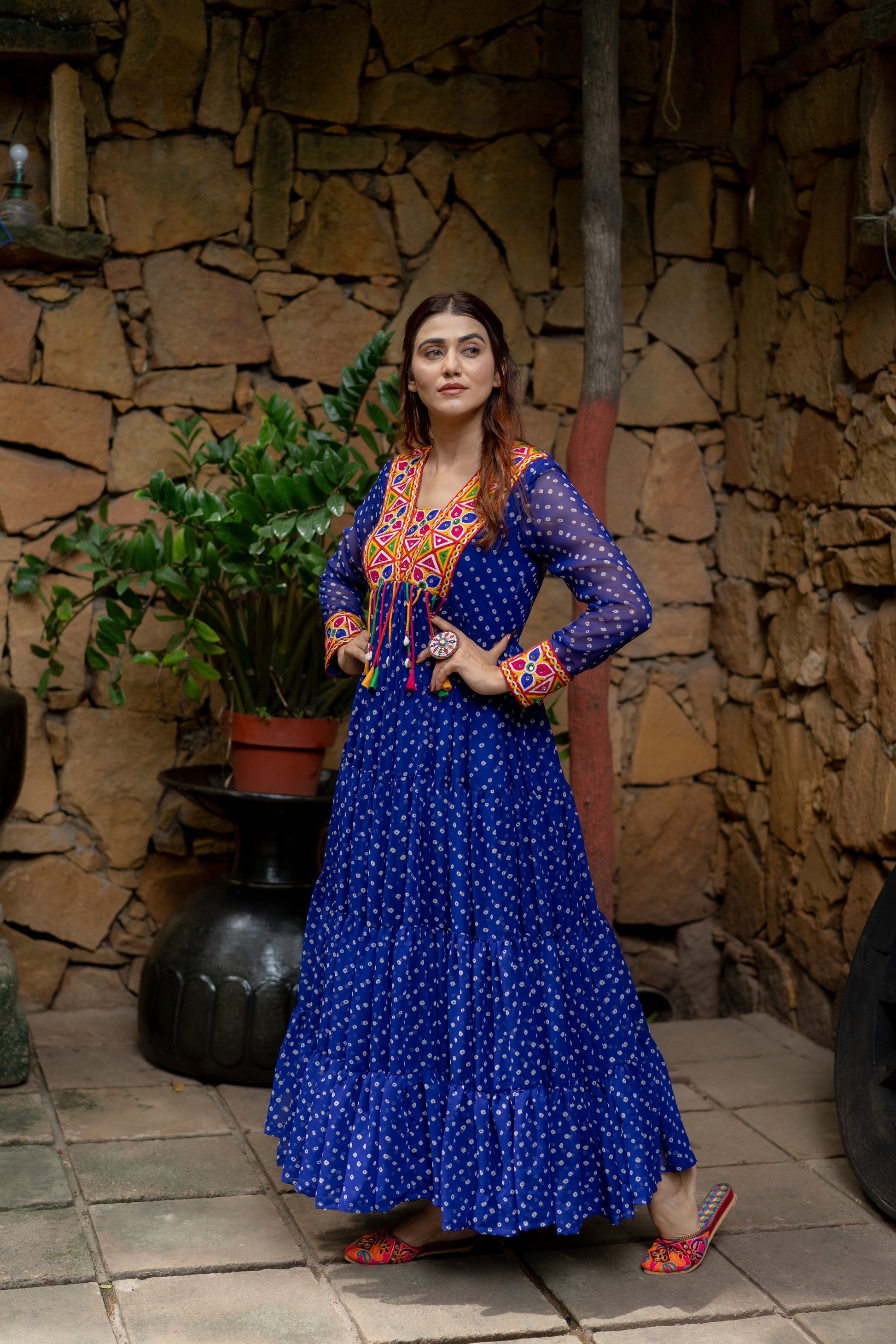 Blue Bandhani dress for women