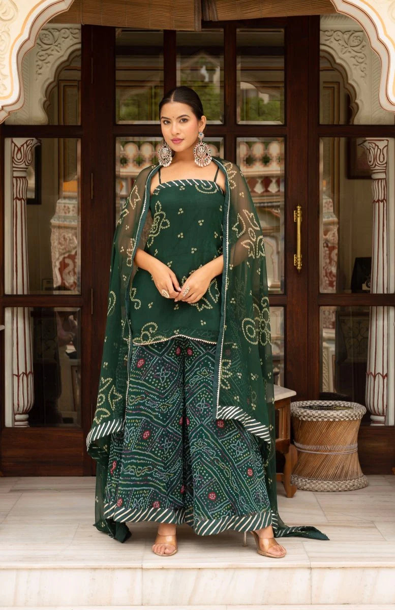 bandhani short kurta set