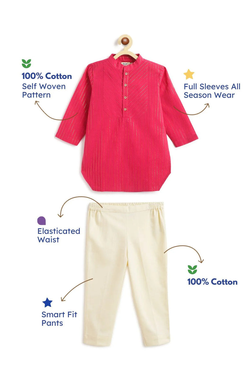 Boys Chandaniya Pink Kurta Pyjama Set