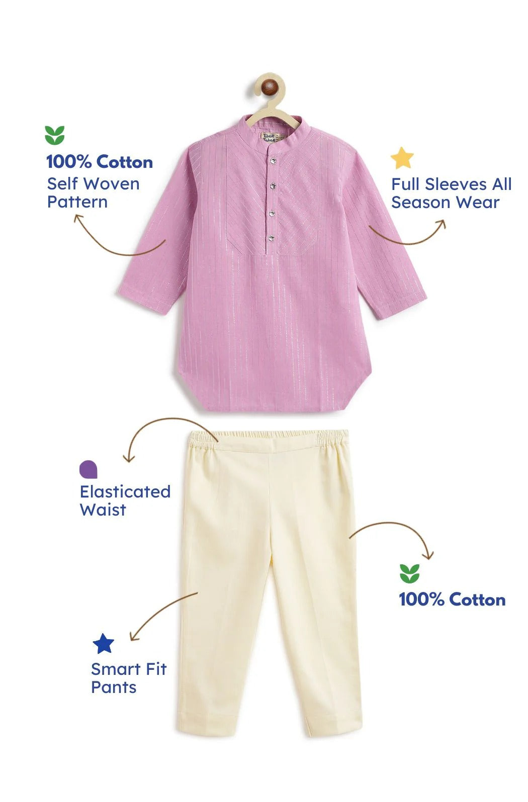 Chandaniya purple kurta pyjama set for boys