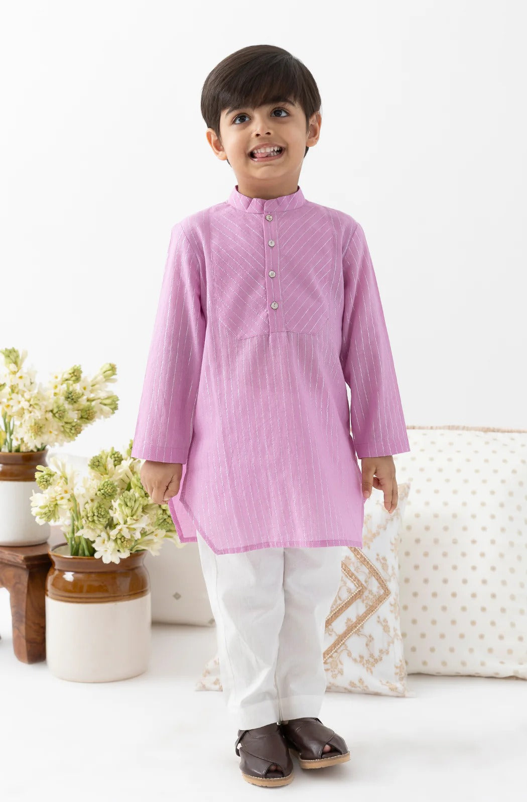 Boys Chandaniya Purple Kurta Pyjama Set