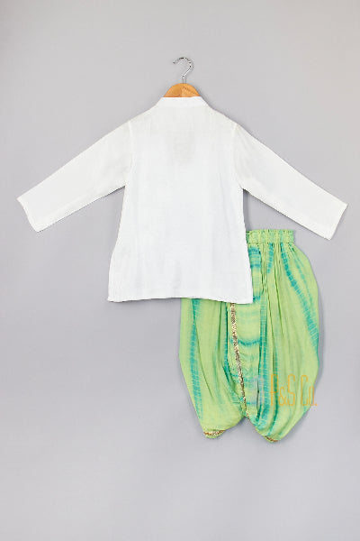 Boys Peacock Angarkha Kurta Dhoti Set