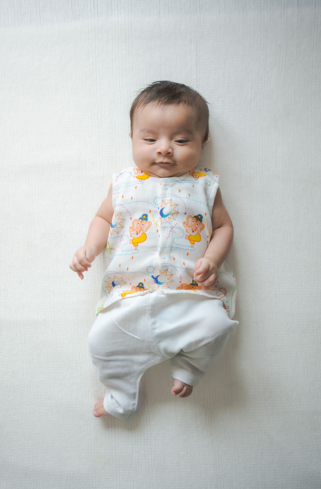 White Ganesha Jhabla Set for Newborns