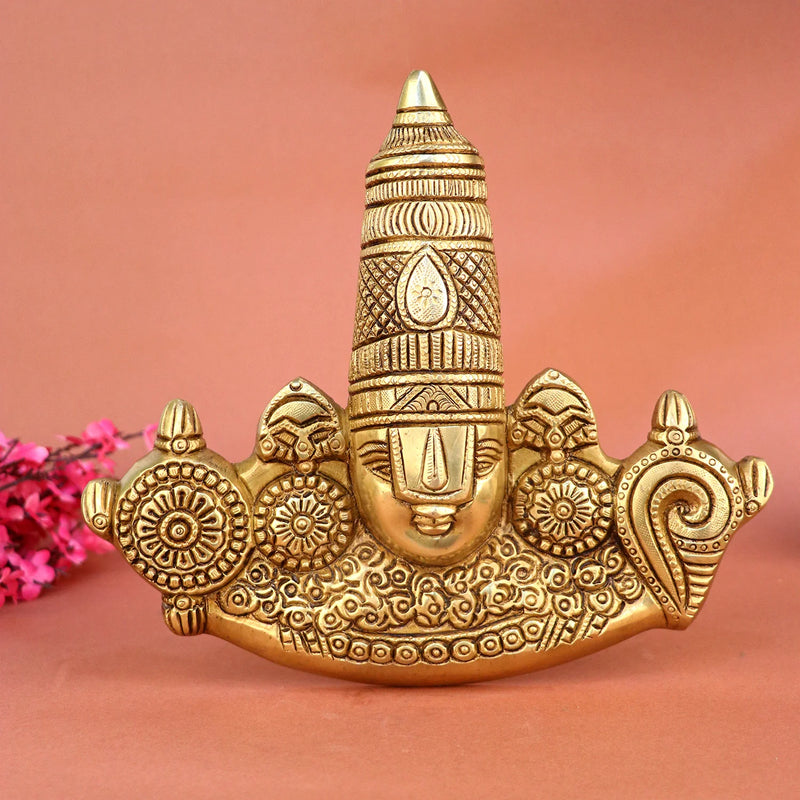Brass Tirupati Balaji Maharaj Face Wall Hanging Small Murti