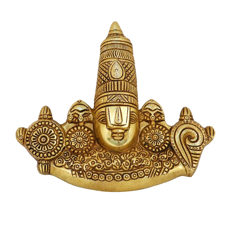 Brass Tirupati Balaji Maharaj Face Wall Hanging Small Murti