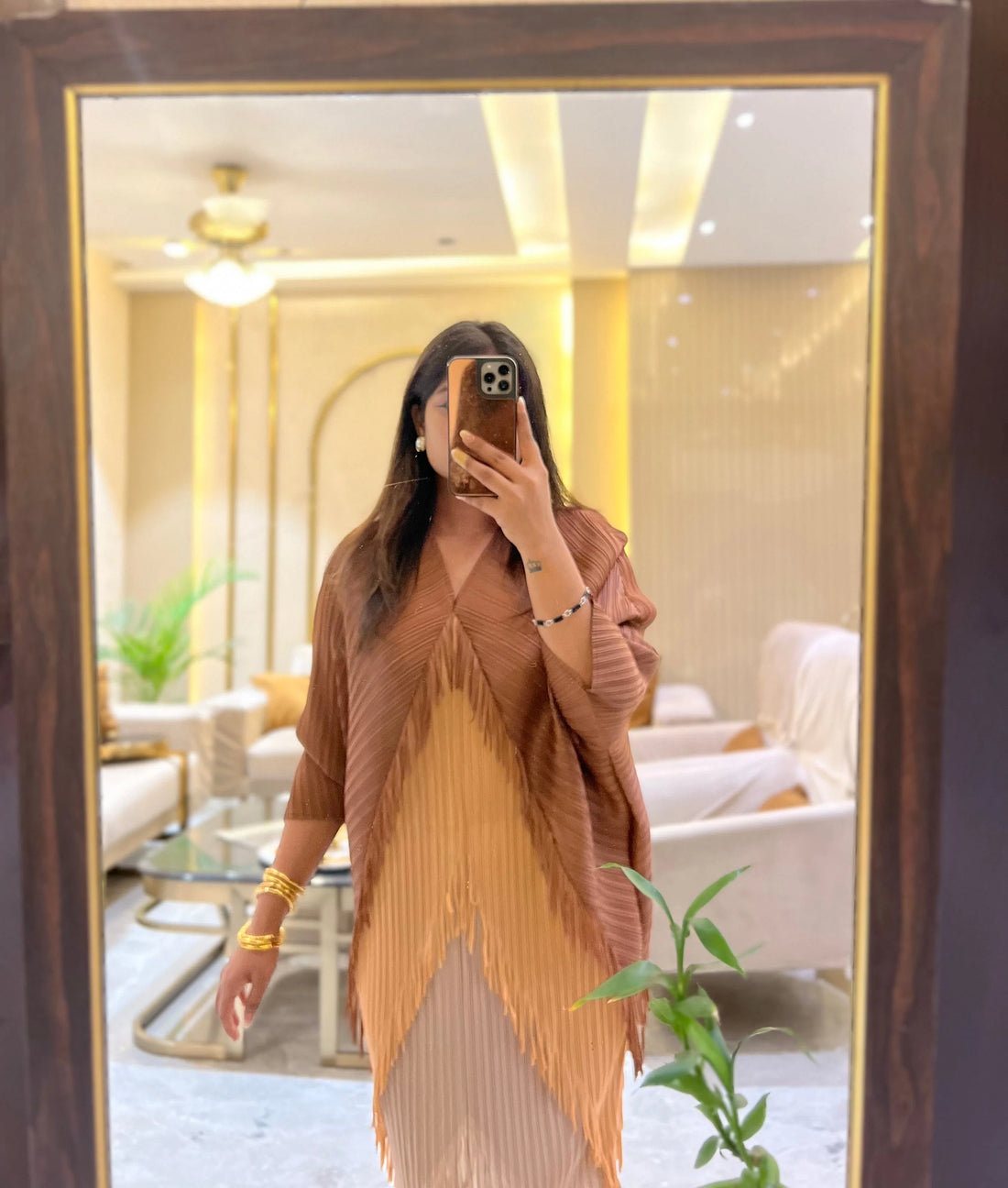 Abigal Ombre Pink Pleated Fringe Dress