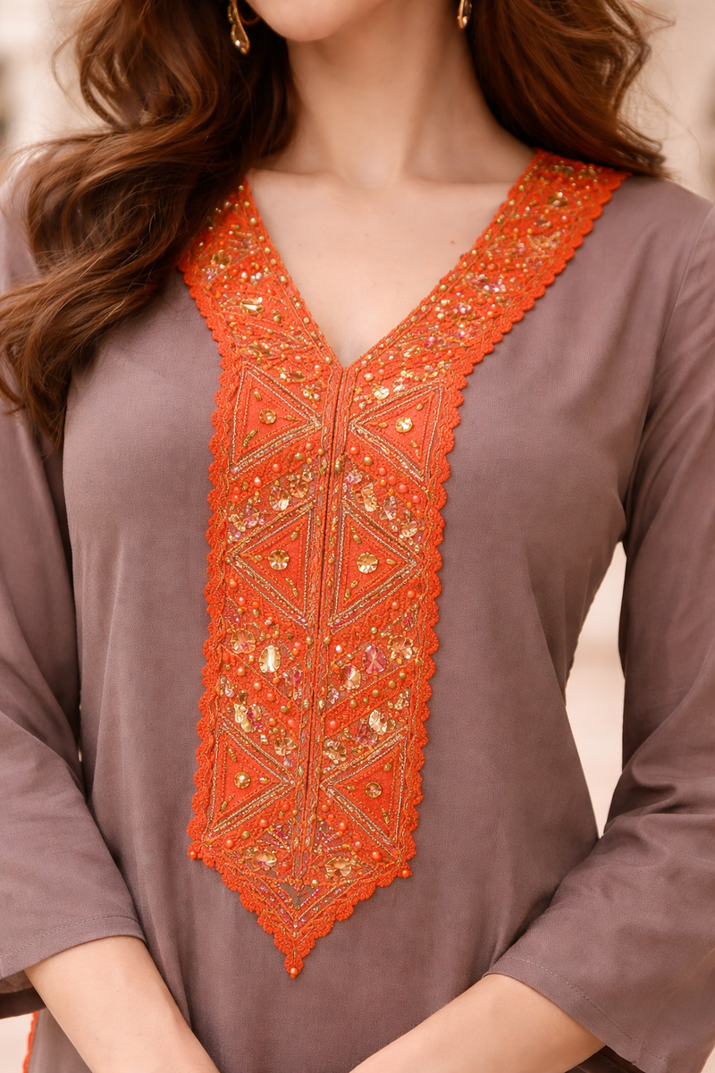 Nazaakat Embellished Mirrorwork  Kaftan Dress