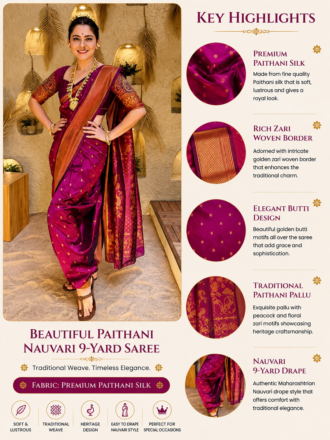 Beautiful Paithani Nauvari 9-Yard Saree Collection