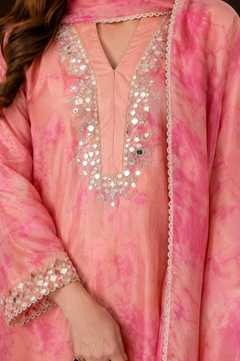 Peach Lavender Mirror Work Suit Set