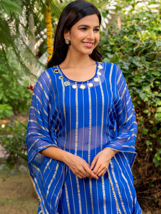 Laal Sitara Striped Kaftan Set