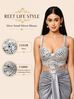 Luxury Designer Silver Mirror Work Corset Blouse