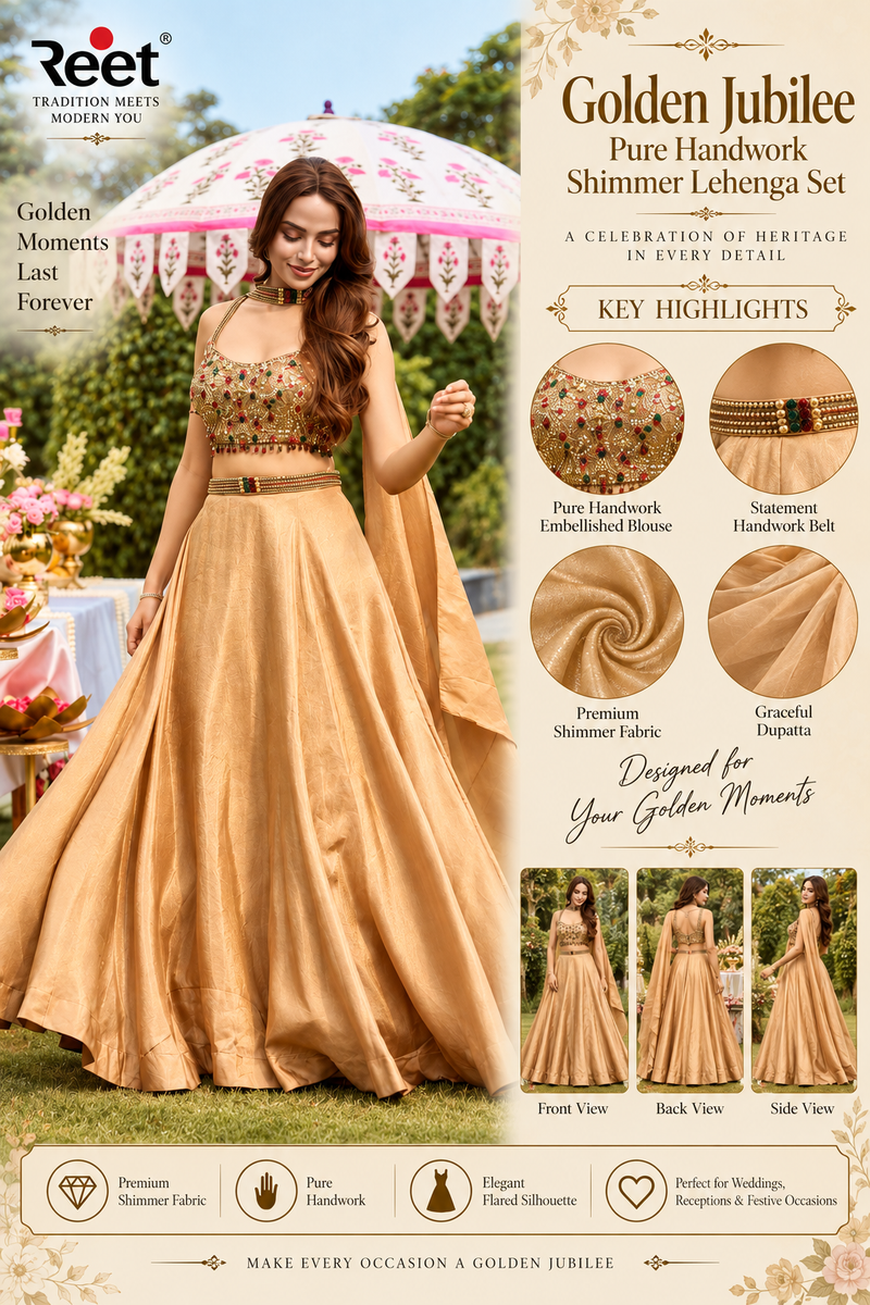 Golden Handwork Shimmer Lehenga Set