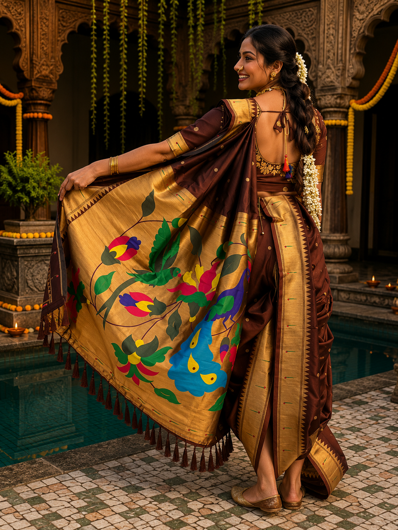 Mayur Varnika Soft Silk Paithani Nauvari Saree