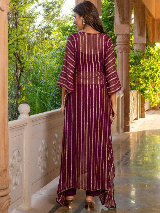 Laal Sitara Striped Kaftan Set