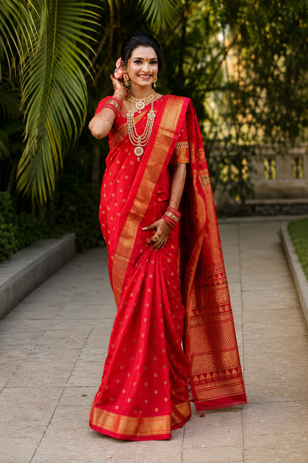 Kalanjali  Pure Silk Paithani Saree with Golden Zari Border