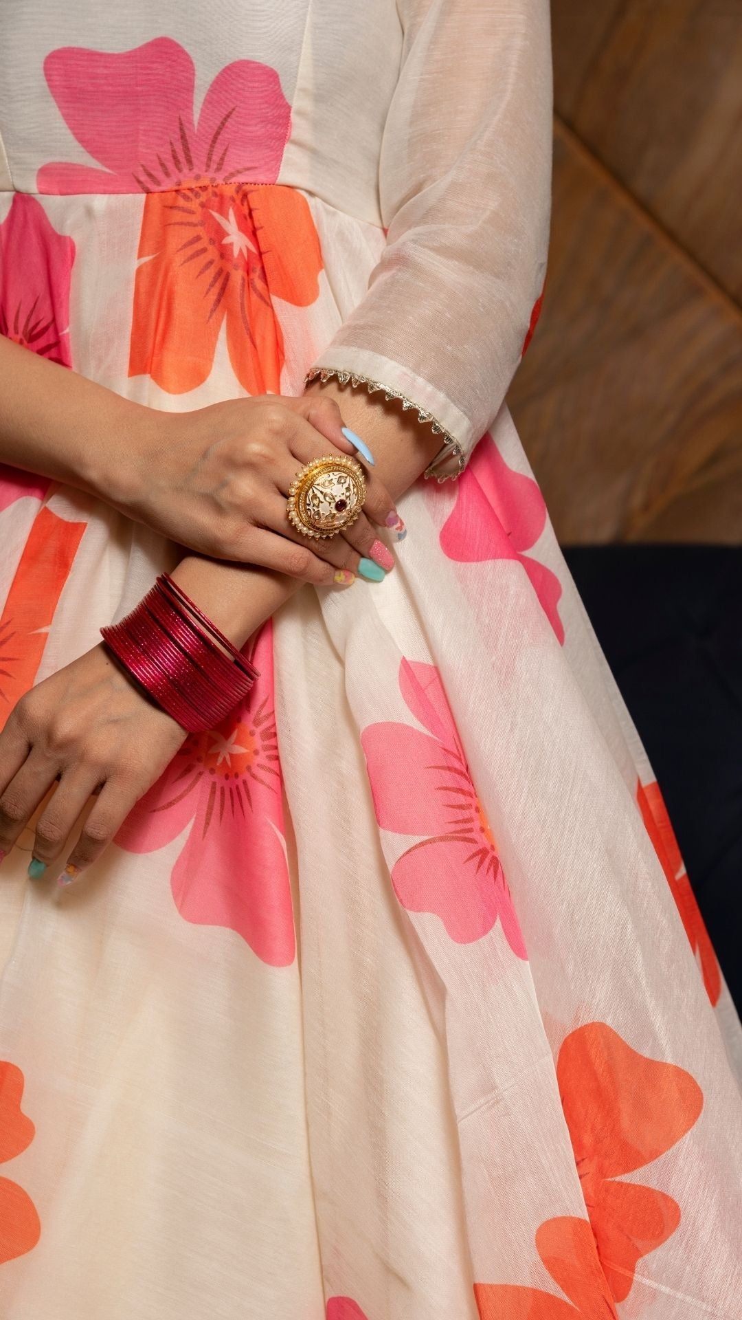 Chanderi fabric Anarkali