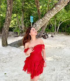 flowy red dress
