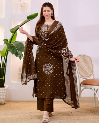 Deshi Lado Bandhej Kurta Pant Set with Dupatta