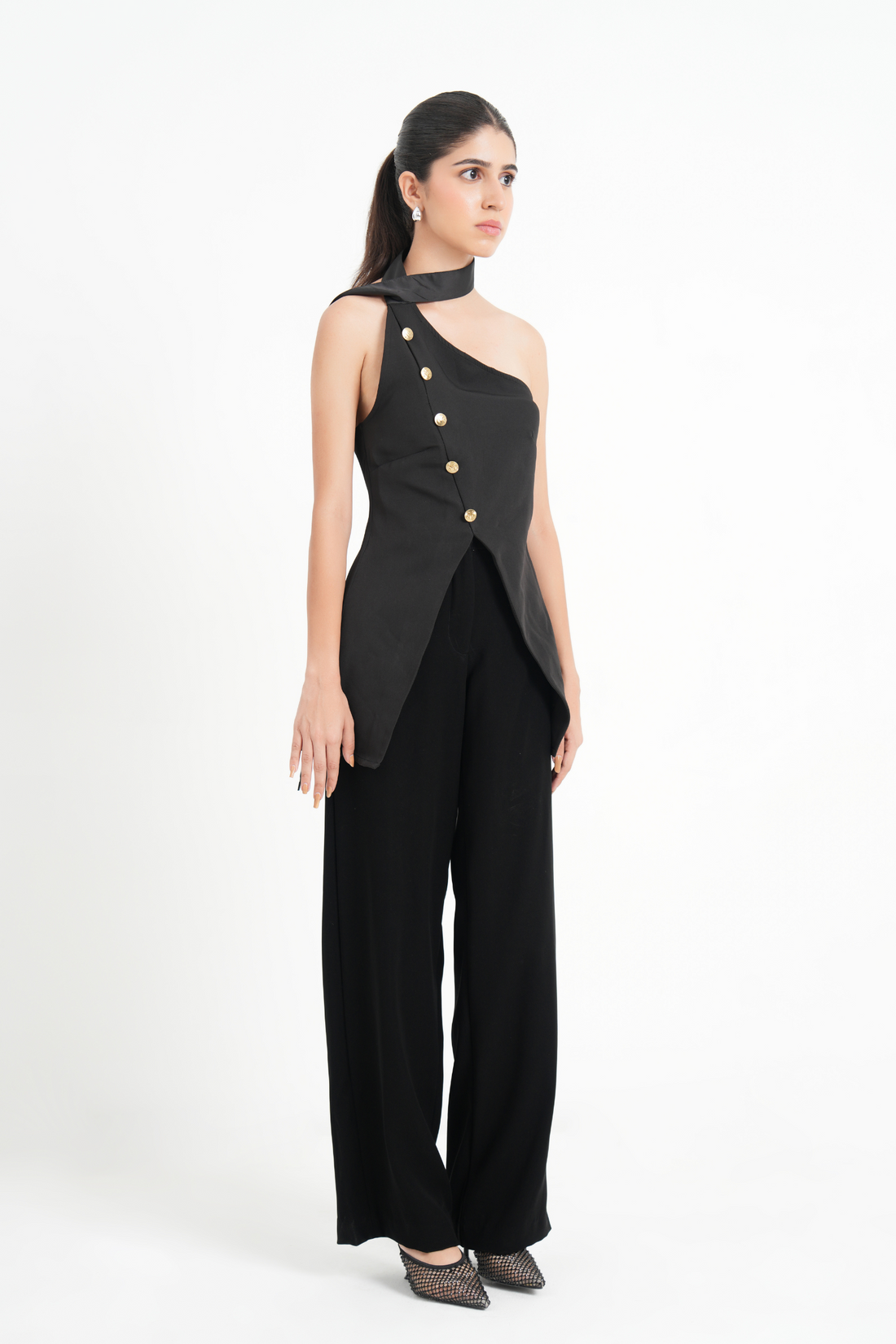 off-shoulder necktie top