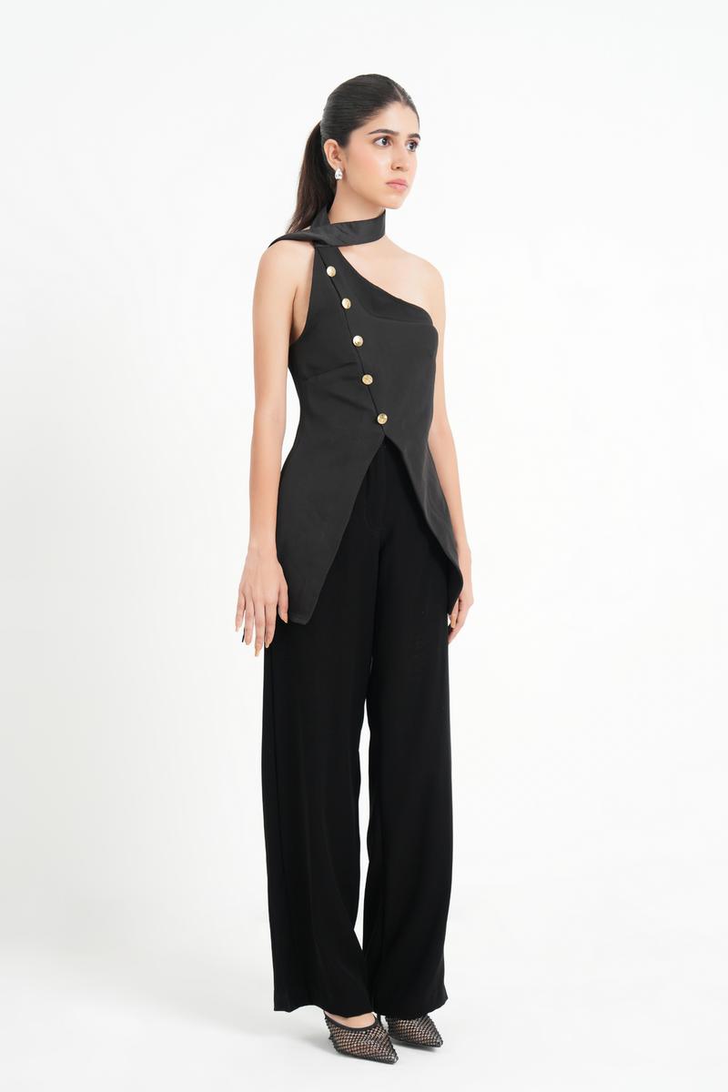 off-shoulder necktie top