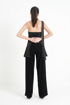 black tie-front blouse