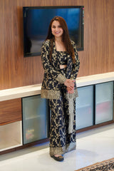 Silk Brocade Black Embroidered Co-Ord Set