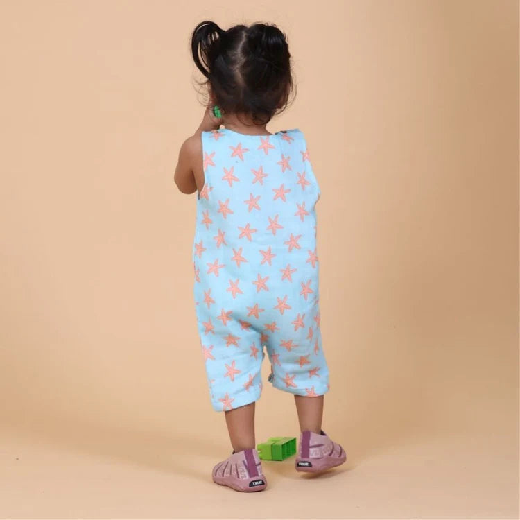 Coral Starfish Muslin Double Layer Baby Romper