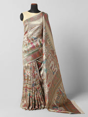 Cream Banarasi Saree with Blouse Piece