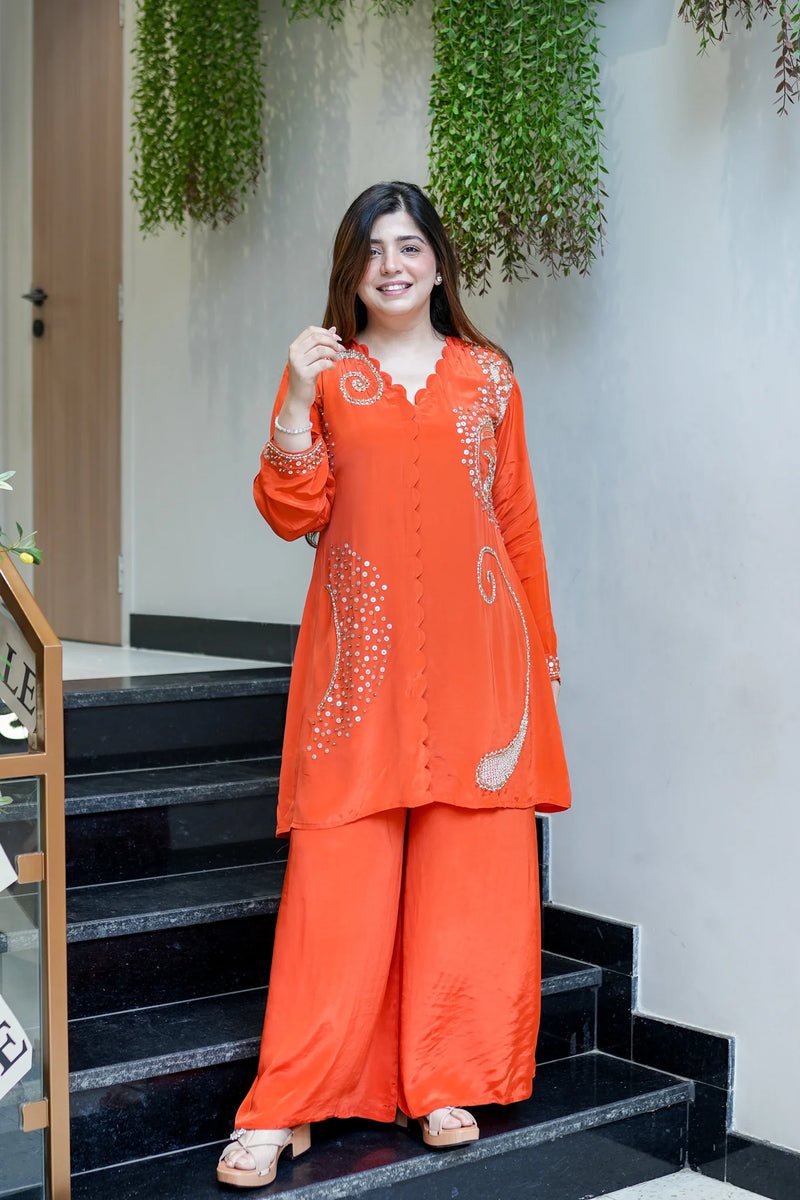 Crepe Khubani Embroidered Co-Ord Set