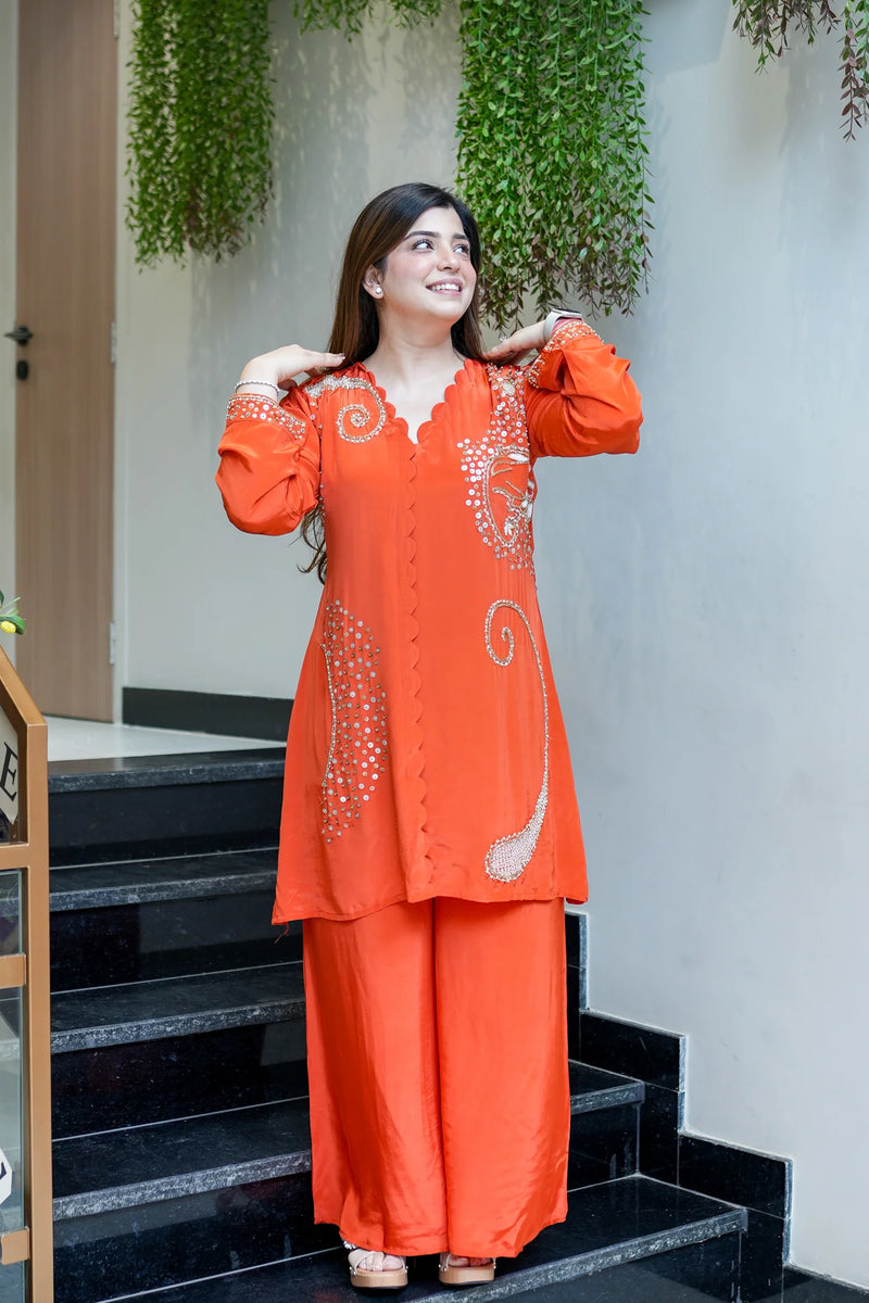 Crepe Khubani Embroidered Co-Ord Set