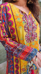 festive kurta dhoti set with potli bag