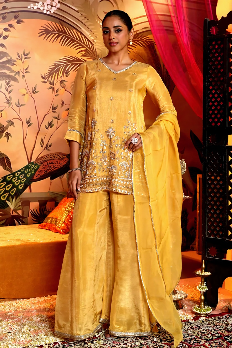 Yellow Tissue Sunshine Luxe Palazzo Set