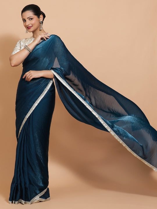 Crystal Blue Ready-to-Wear One Minute Pre Draped Saree
