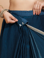 Crystal Blue Ready-to-Wear One Minute Pre Draped Saree