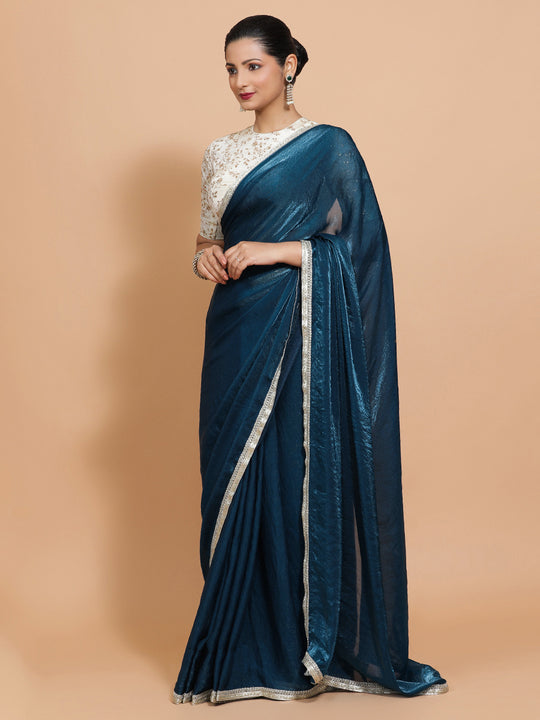 Crystal Blue Ready-to-Wear One Minute Pre Draped Saree