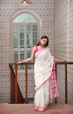 Soft Khadi Cotton Saree with Thread Work